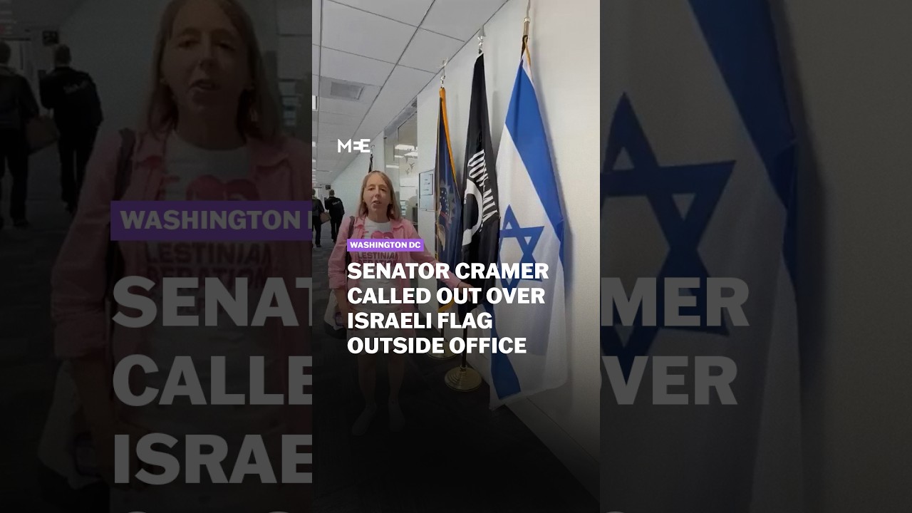 CodePink's Medea Benjamin confronts Senator Kevin Cramer's office over Israeli flag