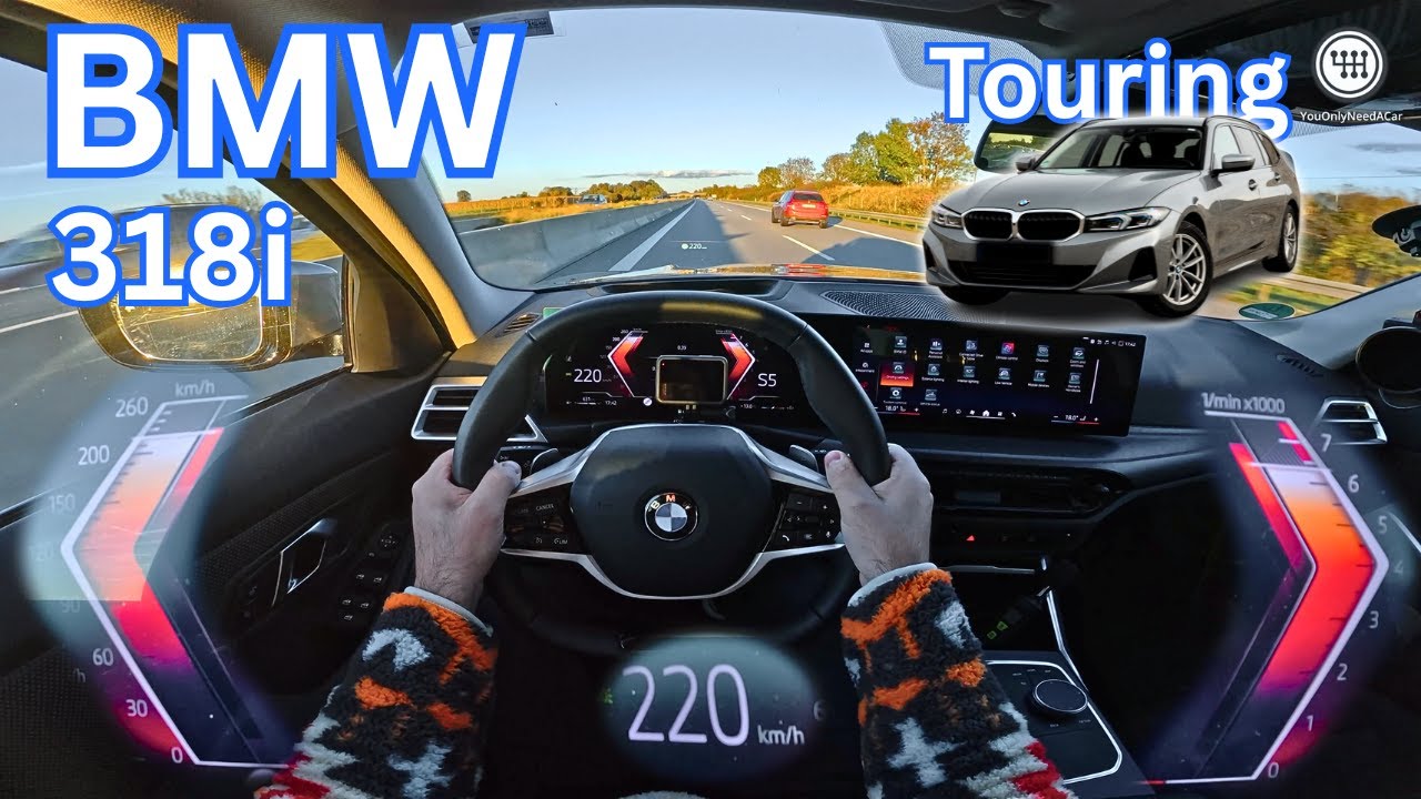 BMW 318i Touring (156Hp) POV Top Speed Drive on the German Autobahn