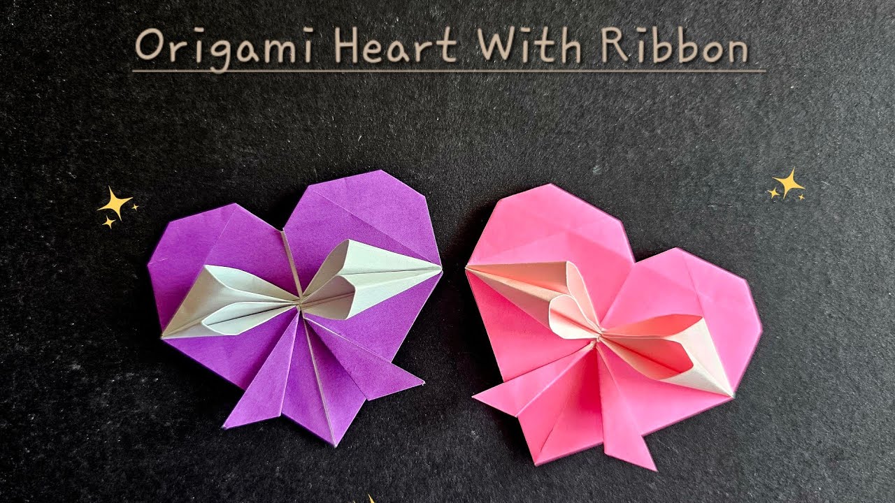 Easy origami heart with ribbon tutorial | step by step ❤️