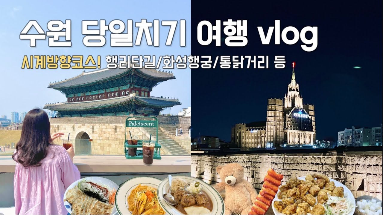수원 당일치기 시계방향 여행코스 : 행리단길 맛집, 🍗 통닭거리, 화성행궁, 야경, 카페 (국내여행지 추천, 여행브이로그, 행리단길카페)