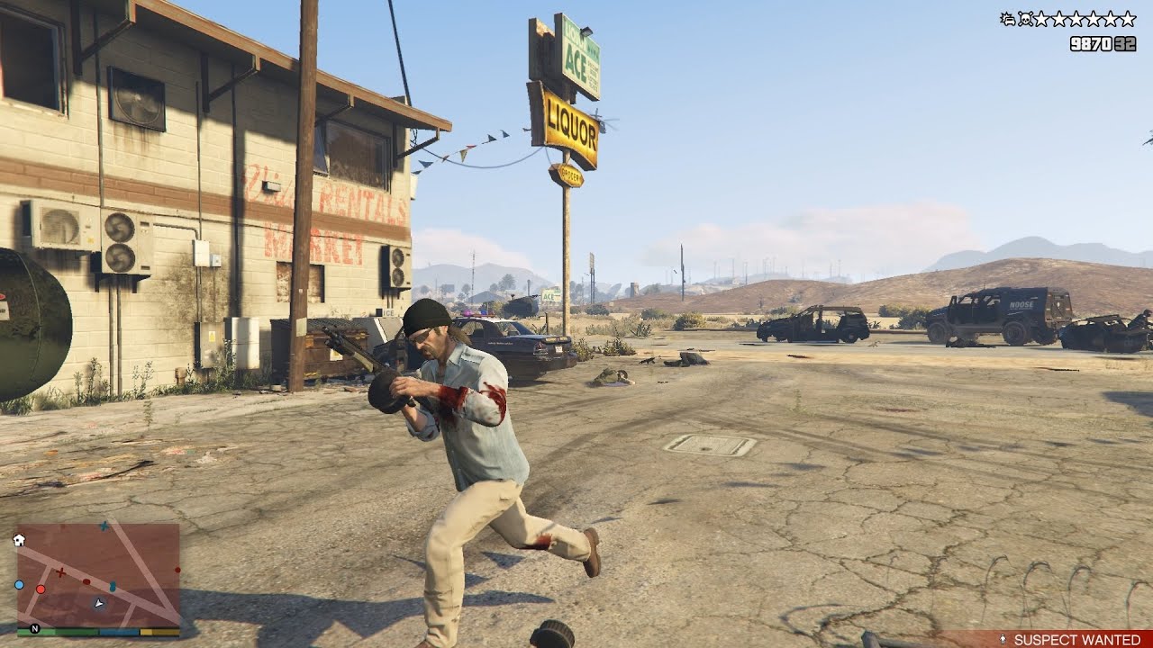 GTA V Trevor's Six Star Police Shootout + Escape