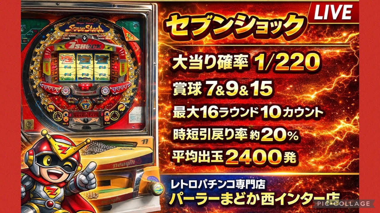 【レトロパチンコ】セブンショック1994年Hニューギン【パーラーまどか】　#ホビー #パチンコ #レトロパチンコ