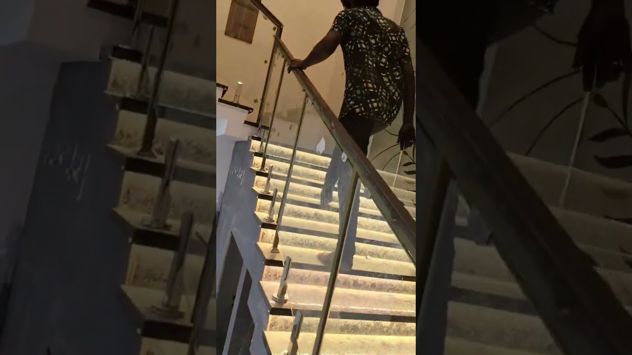 Aluminum Wooden Coated Glass Railing | Sensor Lighting Staircase | Smart Home Design