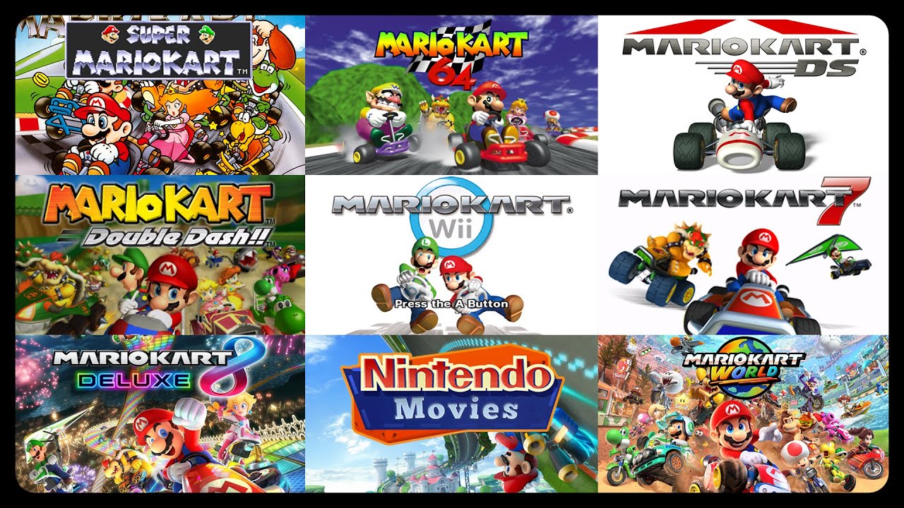 Mario Kart: All Courses / Tracks of every Mario Kart (Super, 64, DS, Double Dash, Wii, 7, 8, World)
