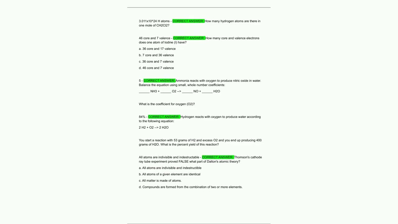 CEM 141 MSU Final Exam Latest Update 2025 2026 85 Questions and 100% Verified Correct Answers Guaran