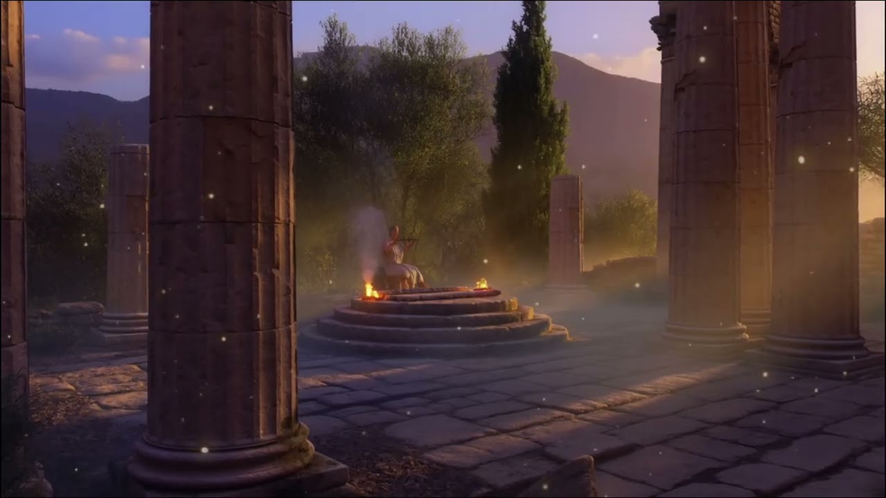 Sacred Ancient Greek Courtyard 🔥 | Soft Ambient Music for Calm Focus &Meditation #sleep #sleepmusic 