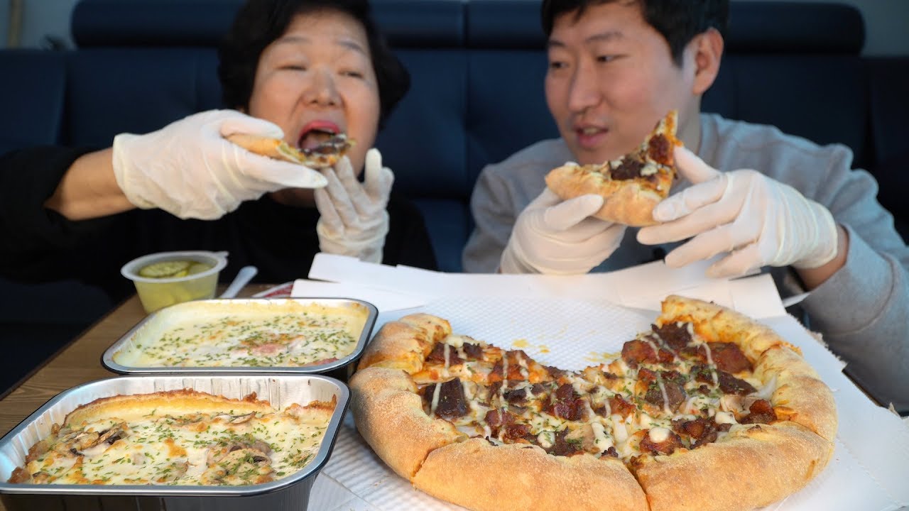 어머니가 제일 좋아하시는 음식은 피자! 고기 가득 미트미트미트 피자~(Meat meat meat Pizza) 요리&먹방!! - Mukbang eating show