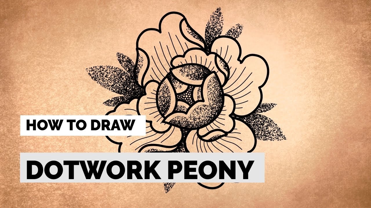 How to Draw a Easy Peony Dotwork Style | Tattoo Drawing Tutorial