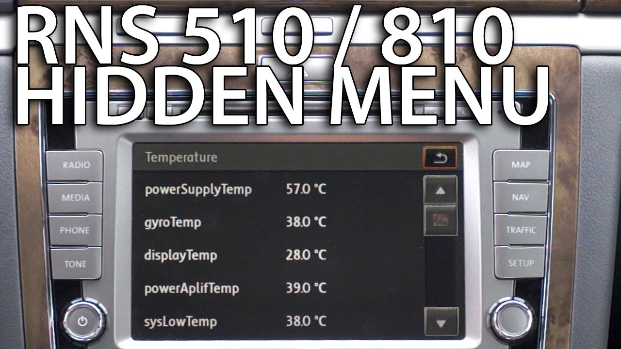 How to enter hidden service menu in RNS 510 / 810 (secret testmode VW Skoda Seat Columbus)