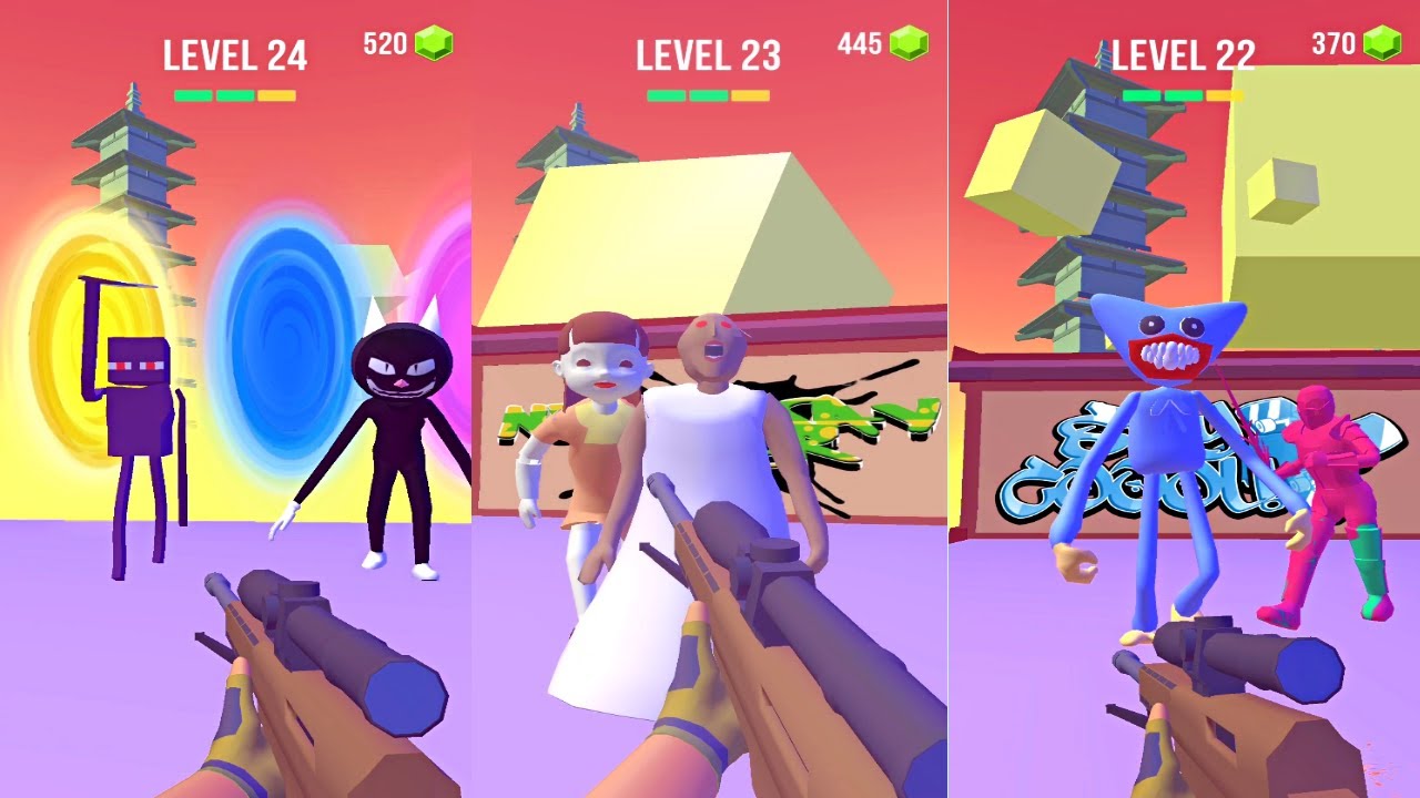 Paintball Shoot Knock 'Em All 3D Pro-Noob-Hacker Shooting Gameplay