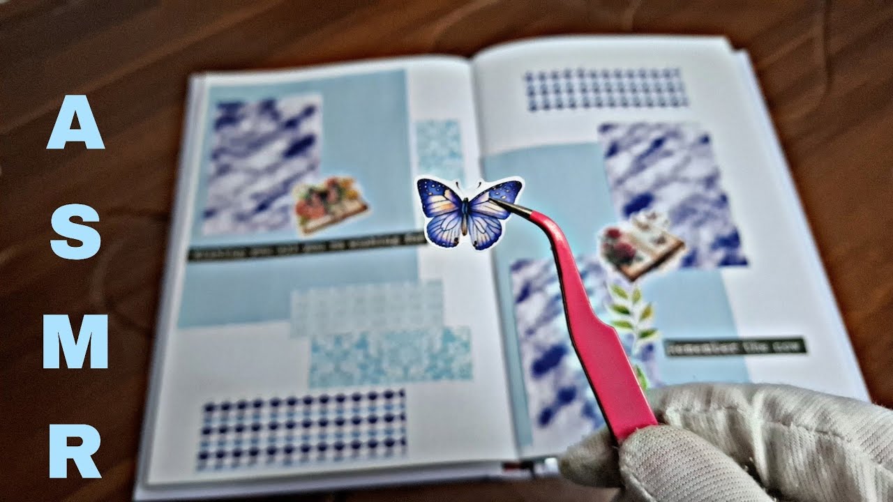 Aesthetic scrapbooking with me🦋For sleep and relaxation🥱#asmr #aesthetic #asmrsounds #scrapbooking 