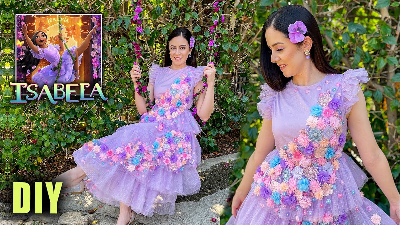 DIY ENCANTO ISABELA MADRIGAL HALLOWEEN COSTUME (Dress, Earring, Hair Clip) || Lucykiins