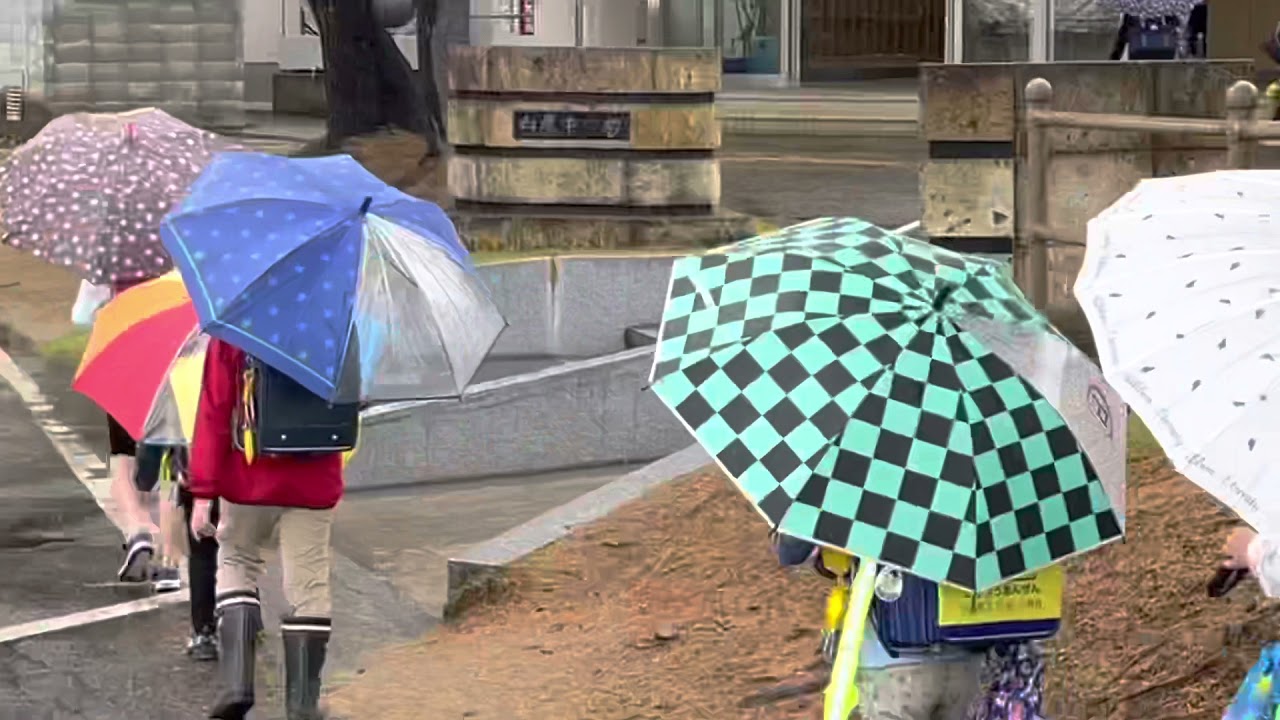 雨の日の登校風景〜傘〜