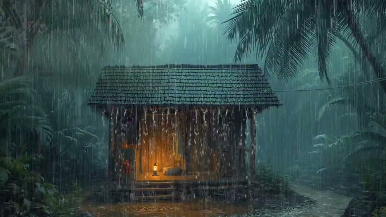 99% of YOU will Fall Asleep Fast | Strong Rain & Mighty Thunder on the Roof of Forest House at Night