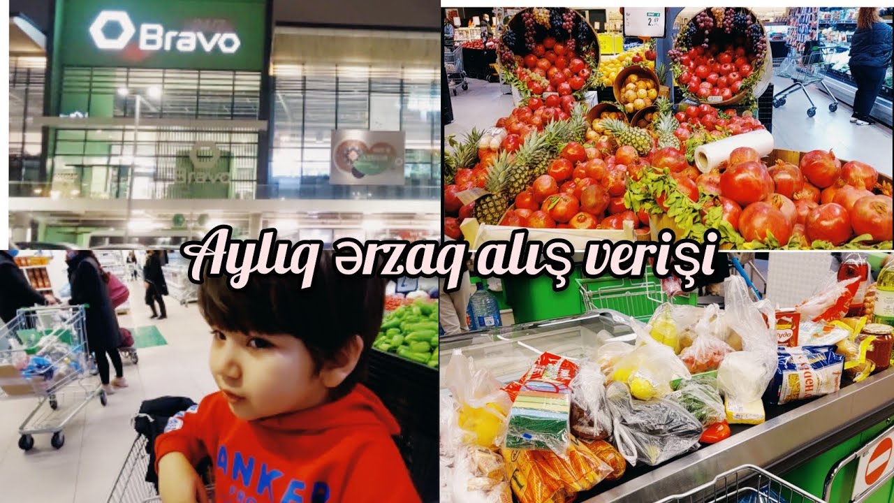 Bravo supermarket.Aylıq ərzaq alış-verişi🍅🍌🫑🧅🍗🍫Dev market alış-verişi.🍗🧀🌶