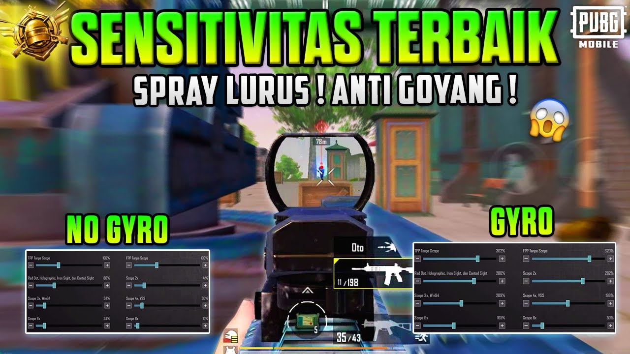 SENSITIVITAS PUBG MOBILE TERBAIK GYRO & NO GYRO CARA AIM LURUS PUBG MOBILE | PUBG MOBILE UPDATE 3.8