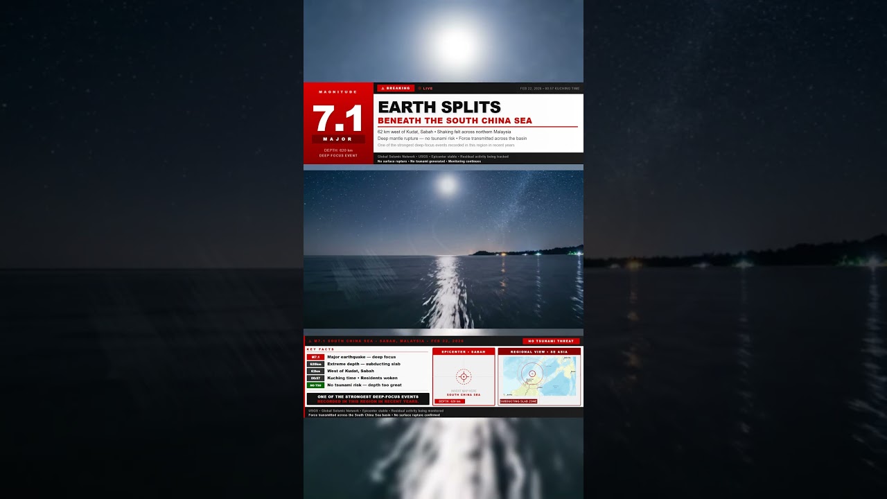 🚨 Major M7.1 Earthquake Off Sabah &ndash; February 22, 2026 GMT 🚨
