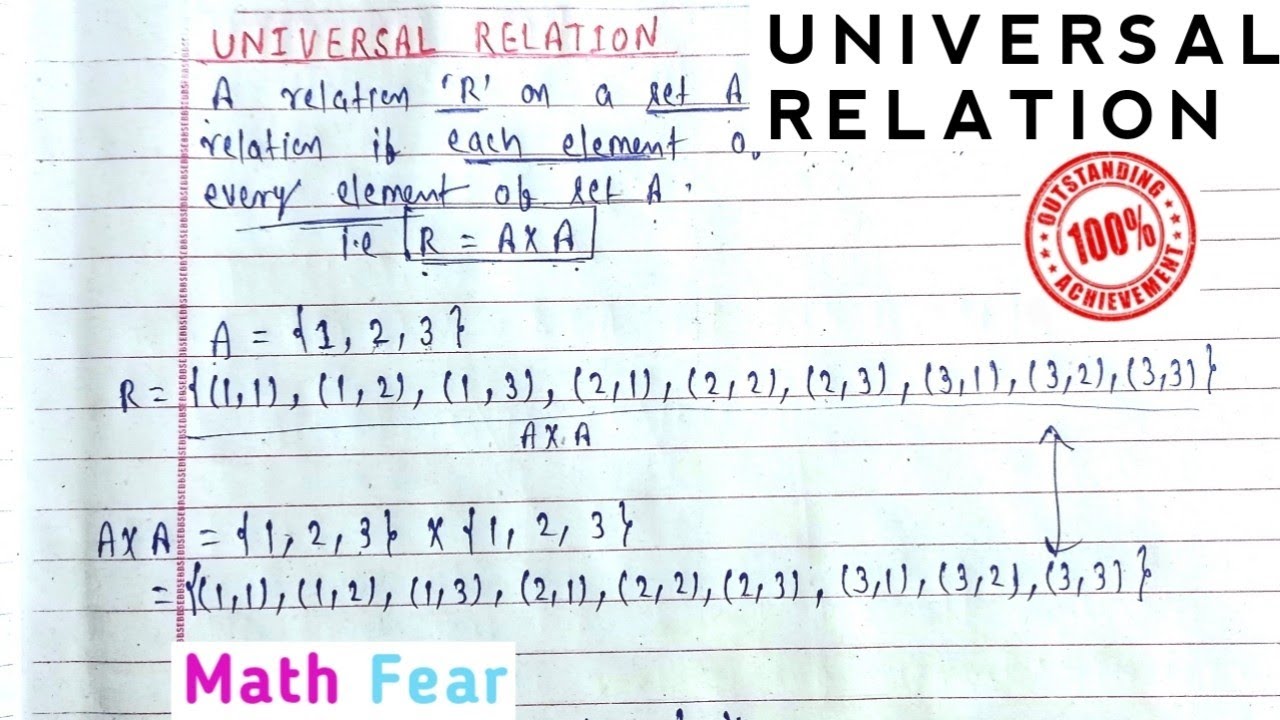 WHAT IS UNIVERSAL RELATION | NCERT CHAPTER 1 RELATION AND FUNCTIONS | MATH FEAR |
