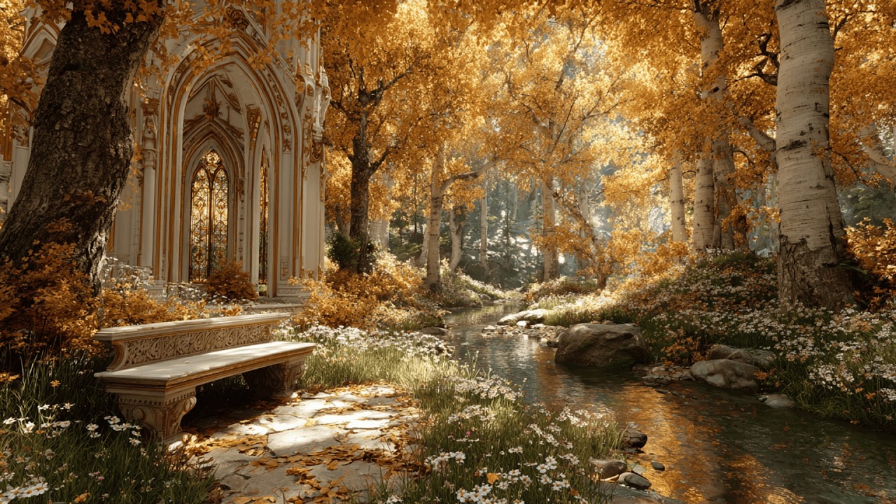 Elven Songwood | 3-Hour Medieval Fantasy Ambient Music & Autumn Forest Sounds for Study, Relaxation