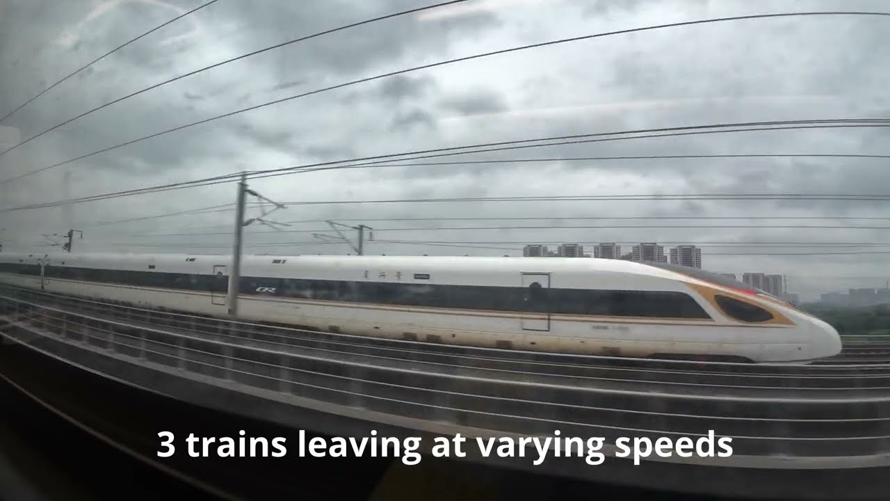 High speed trains passing each other in relative speed - China