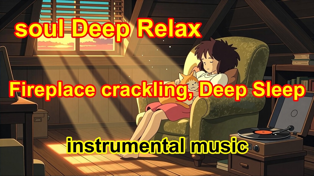 Soul deepRelaxtion| Autumn Evening in Old Bookstore Loft Cozy Lofi & Vinyl Crackle for Deep Sleep