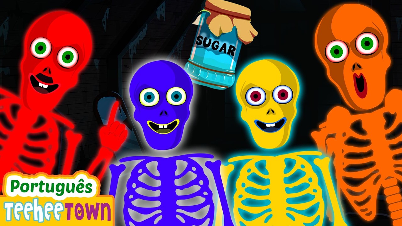 💀Esqueleto Johny Johny Sim Papai 🍬| Músicas de Halloween para crianças | Casa Teehee