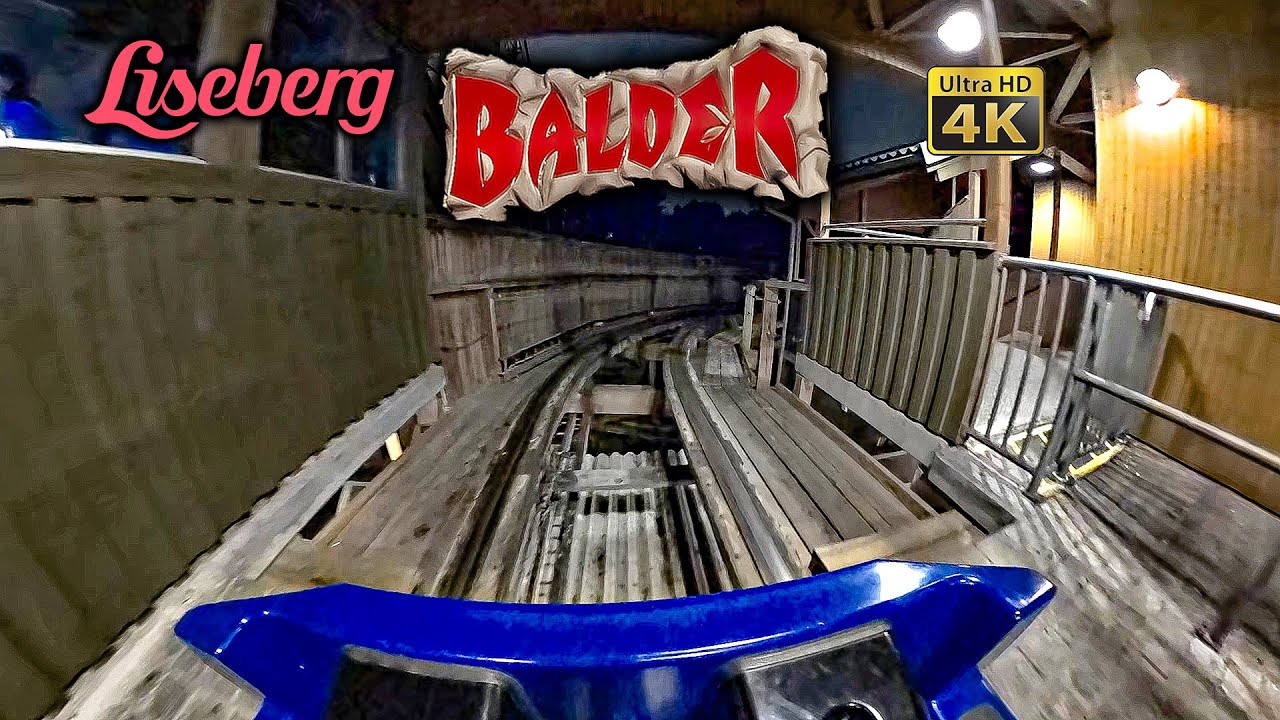 Balder Roller Coaster at Night On Ride Front Seat 4K POV Liseberg 2023 08 11