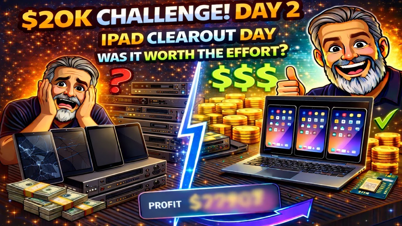 Day 2 $20K Challenge, iPad repairs, reset and clearout day, was it worth the effort. Episode 13/365