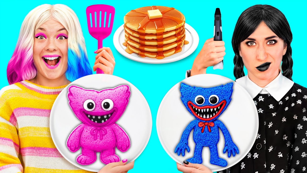 Stylo 3D fantastique vs de L'art du Pancake Défi avec Wednesday Addams | Bataille de Nourriture