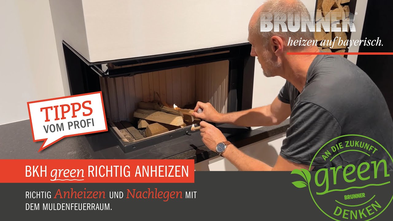 BKH green richtig anheizen - richtig anheizen und nachlegen mit dem Muldenfeuerraum