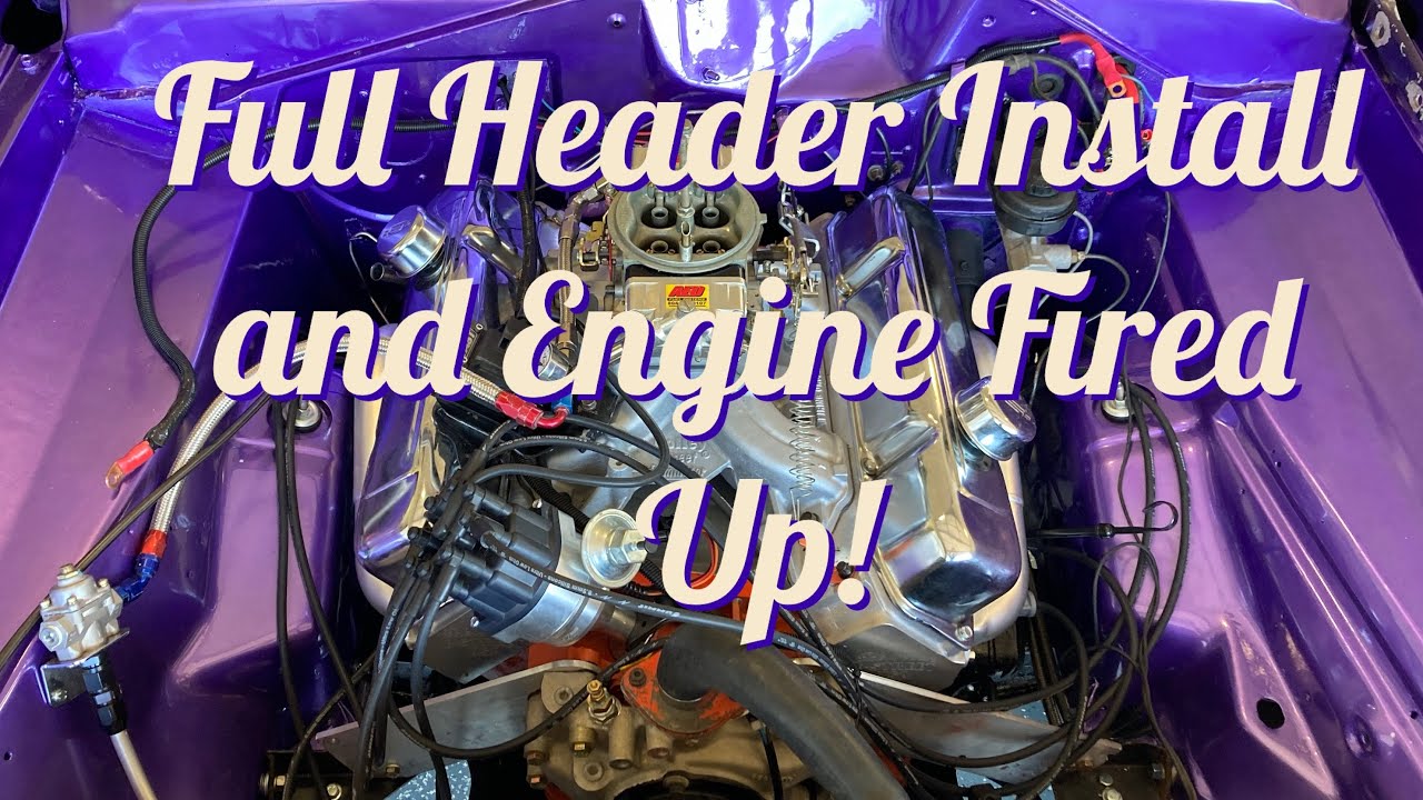 Barracuda DragCar:Final Big Block Install with TTI headers #mopar #bigblock #engine #nonamenationals