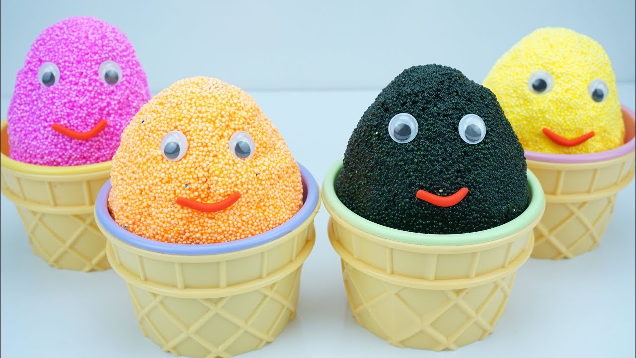 Learn Colors Foam Ice Cream Cup Super Mario Surprise Eggs Toys