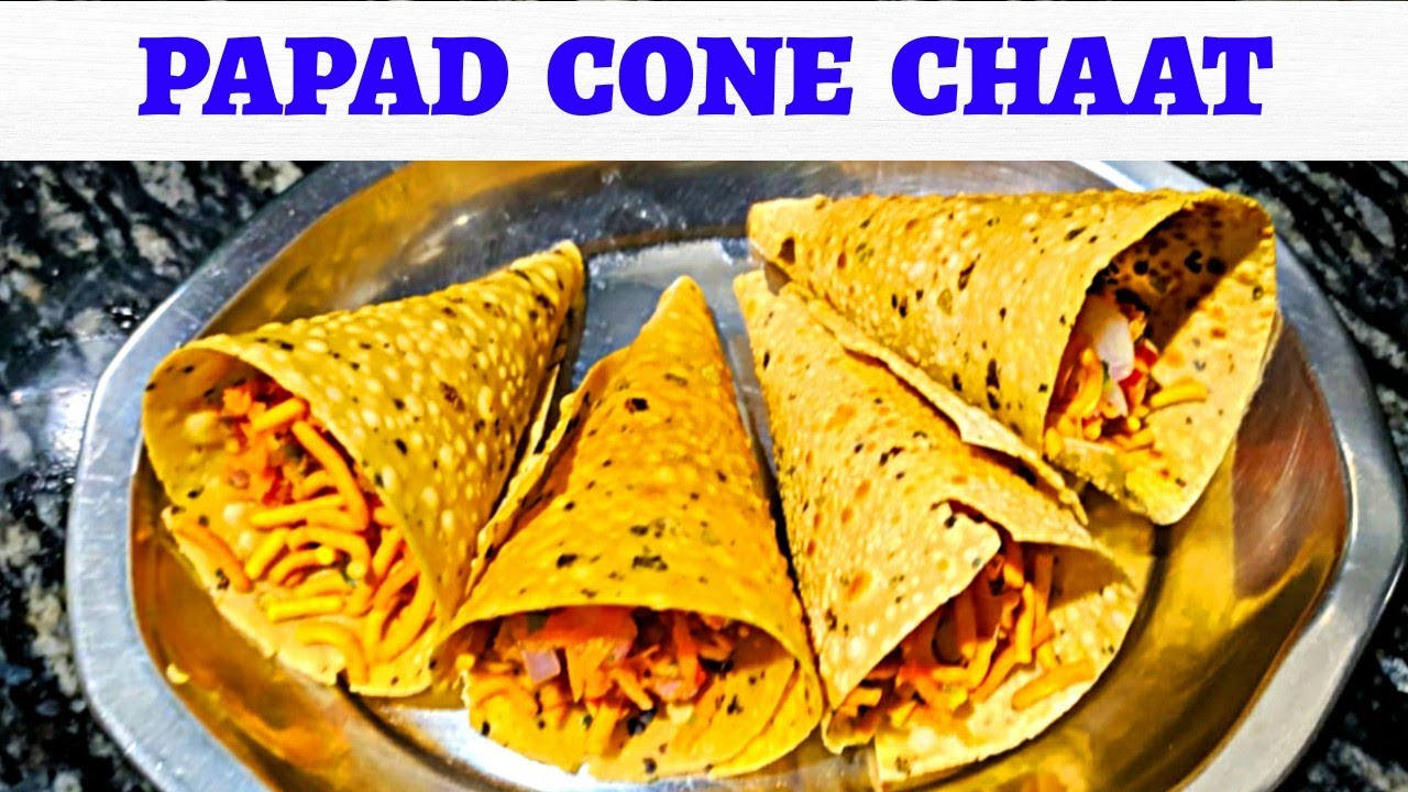 Papad Cone Chaat | Oil free Cooking | Masala Papad Shots