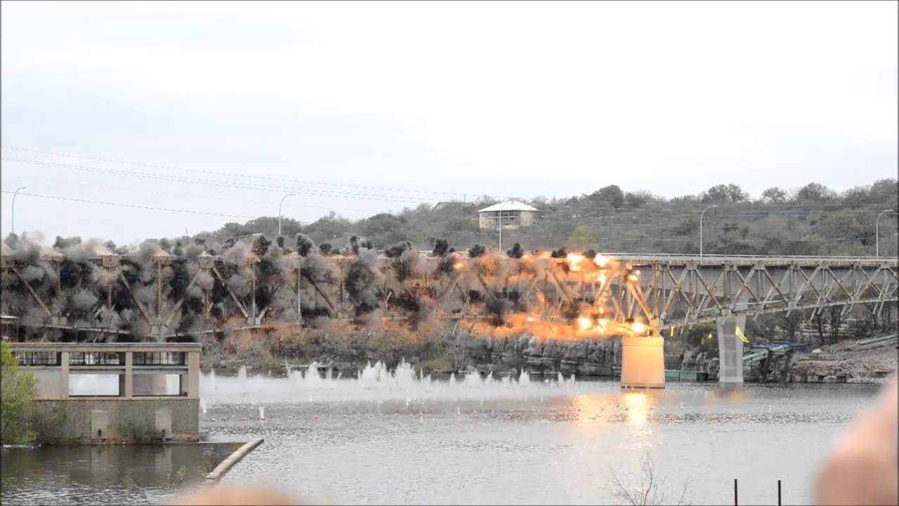 Bridge Implosion in Marble Falls TX (with slow motion!)