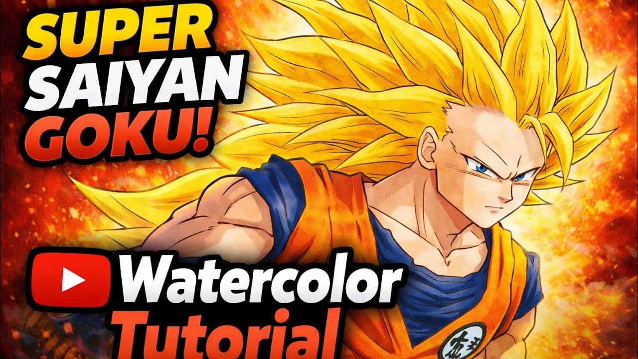 Ss3 goku draw water colour drawing 🥶 from dragon ball super 🤔