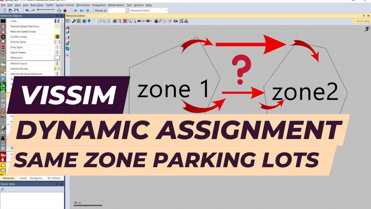 Vissim Tutorial - Dynamic assignment - Same zone parking lots