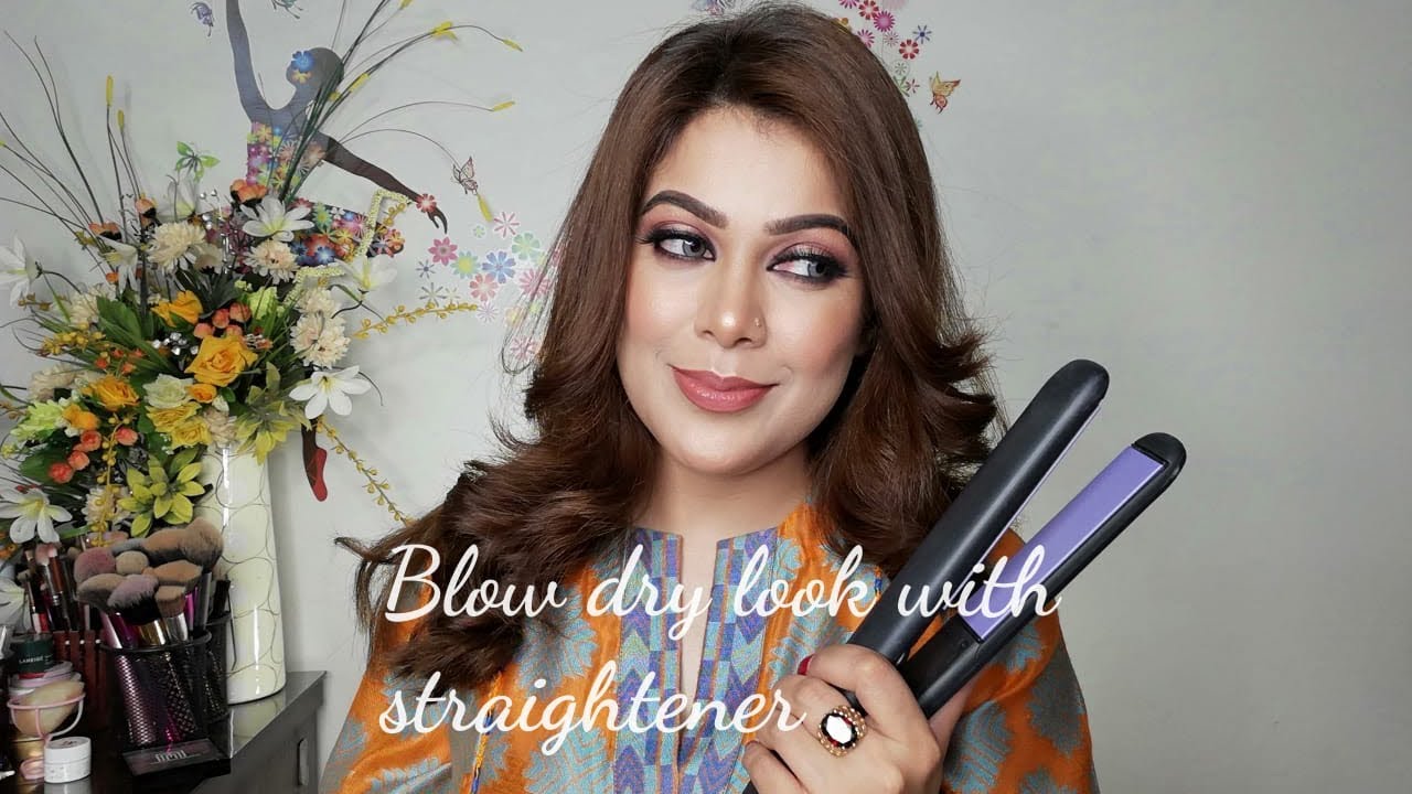 Blow dry look with straightener (URDU - HINDI) - MAINASTUDIO #HAIRSTYLES #HAIRCURL #BLOWDRY #HAIR