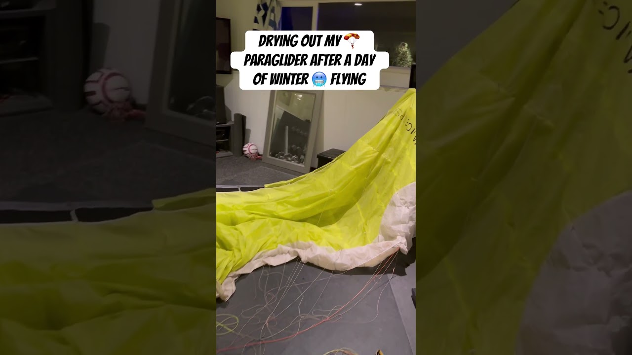 My glider takes up the whole basement drying out‼️#paraglidinglife