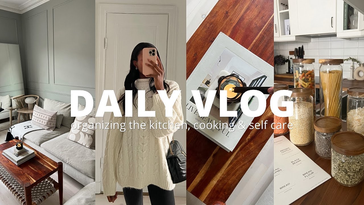 SUNDAY VLOG | chill day at home, kitchen organization, cooking & self care