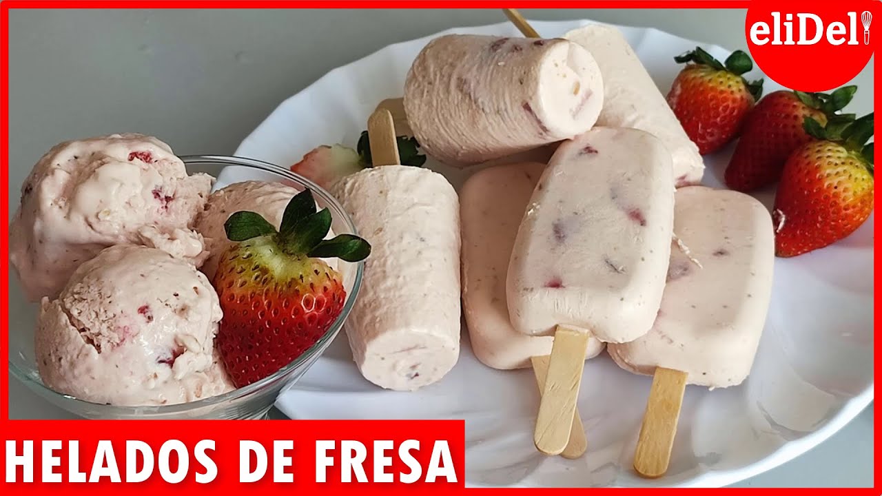 CÓMO HACER HELADOS DE FRESA CON CREMA🍓