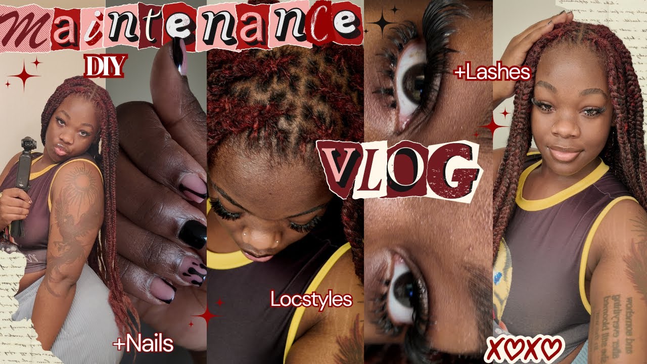 Maintenance Vlog 🎀 | braids over locs | DIY lashes + more💋