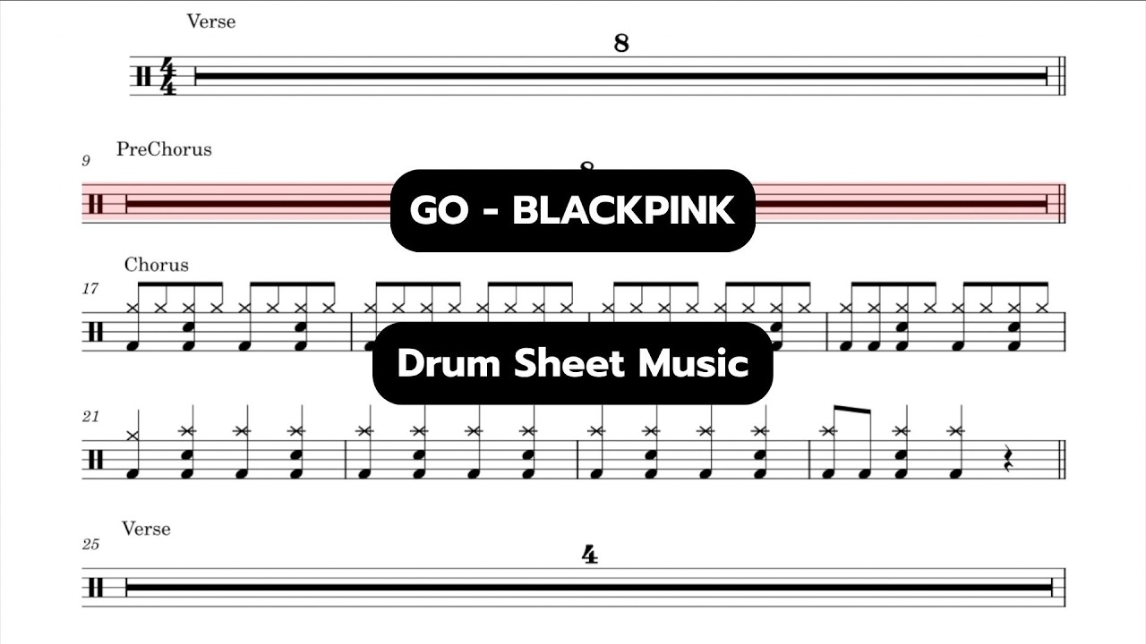 GO - BLACKPINK / Drum Sheet Music #drums #drumsheet #blackpink