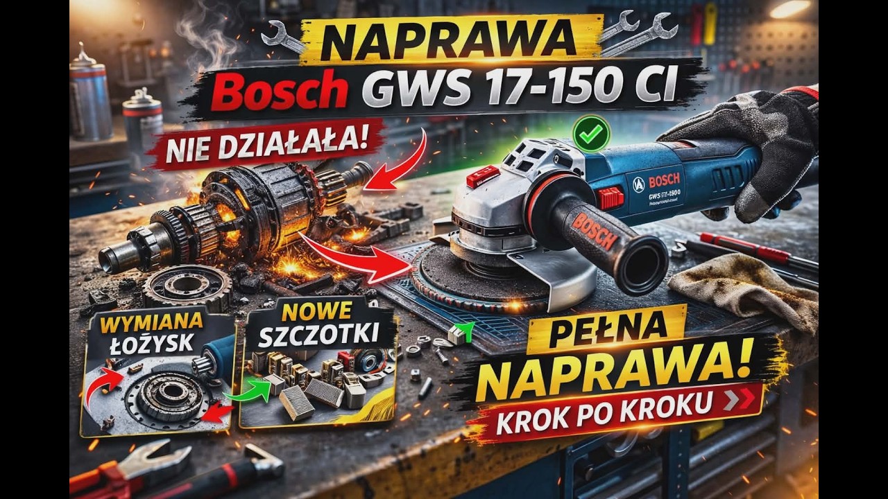 Jak Naprawić Szlifierke GWS 17-150 CI - Wymiana Łożysk, Szczotek, stojana i Regeneracja Komutatora”