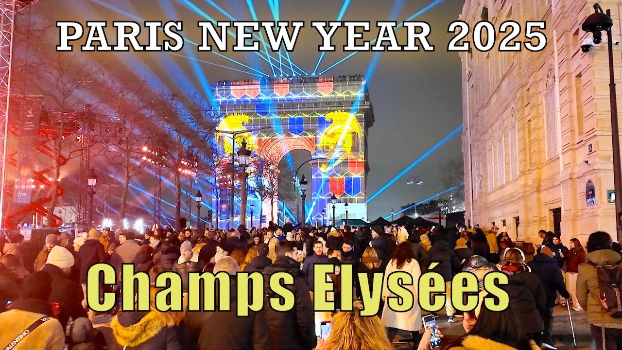 PARIS, FRANCE - CHAMPS ÉLYSEES NEW YEAR 2025 - PARIS NEW YEAR 2025 4K UHD
