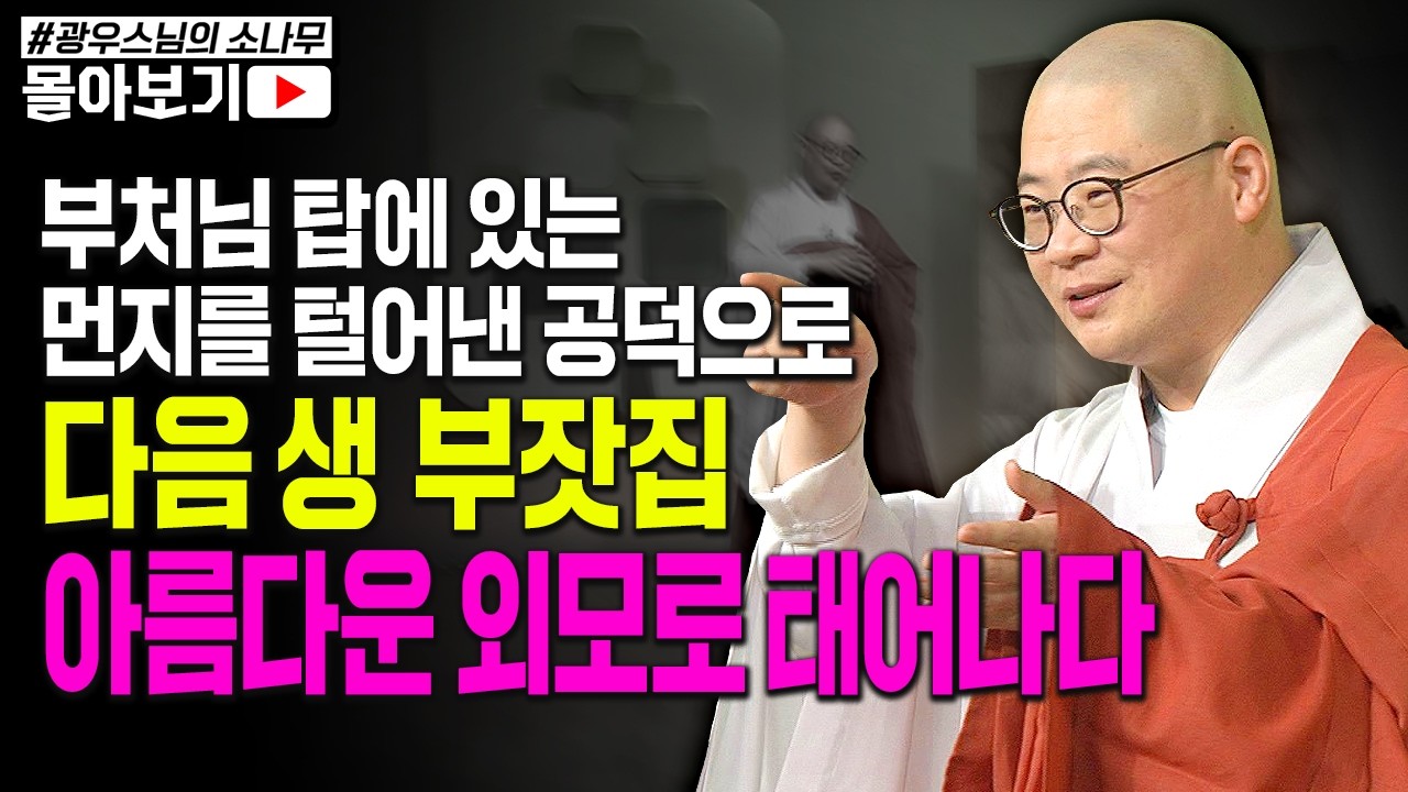 부처님 탑에 있는 꽃 먼지를 털어낸 공덕으로 다음생 부잣집에 멋진 외모로 태어나다 [초심으로 돌아가는 광우스님의 소나무 시즌3 몰아보기]