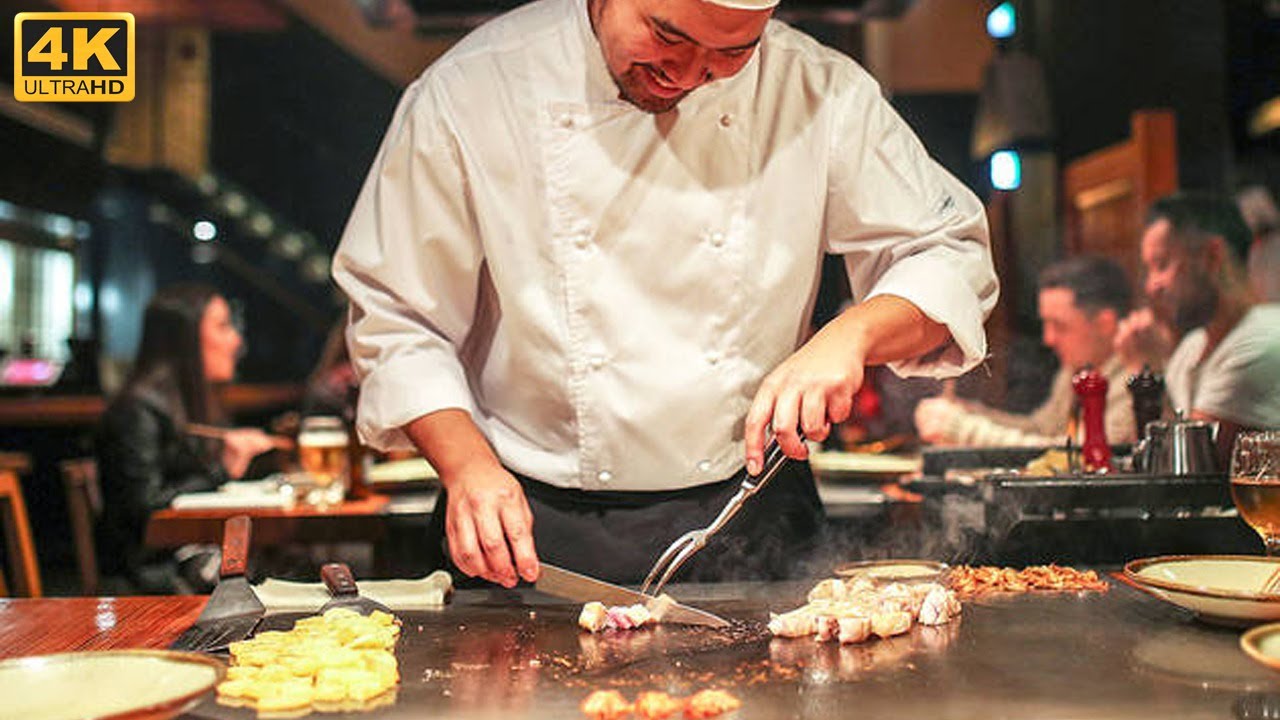 BEEF AND SEAFOOD Combo Serve with Teppanyaki Japanese Food at Jakarta - Indonesia