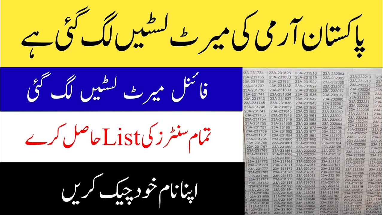 Pak Army Merit List 2023 | Pak Army Merit List All Centers | Pak Army Call Letter 2023