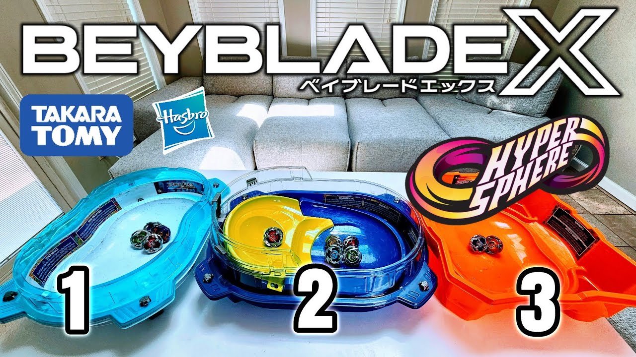 BEYBLADE X Battles in 3 HyperSphere Beyblade Burst Stadiums!
