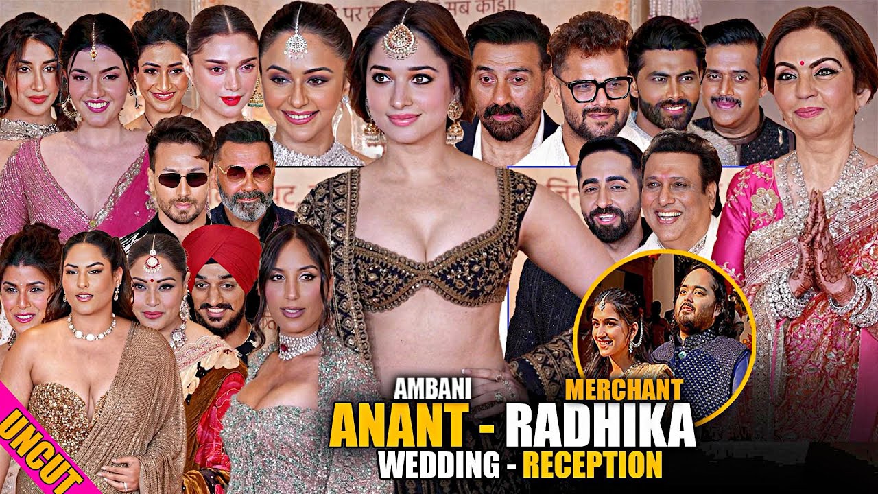 UNCUT - Anant Ambani - Radhika Merchant Wedding  Reception , Tamannaah Bhatia,Sunny Deol,Nita Ambani