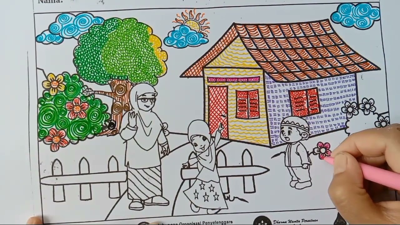 Mengarsir Gambar dengan Spidol //Mewarnai dengan spidol // patterning // mewarnai dengan pola